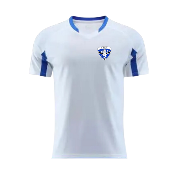 DYFC - White Training Top Blue Trim.